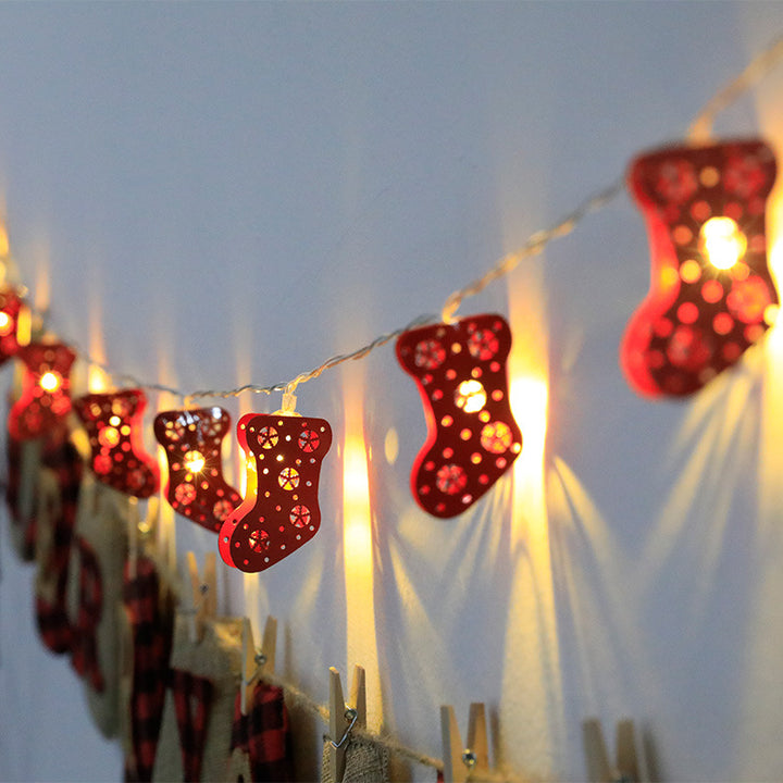 LED-ljusslinga med tomte, ren och snögubbe, batteri eller USB