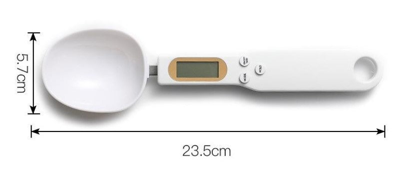 Skedvåg med mätskedar för torrt och blött, upp till 500 g
