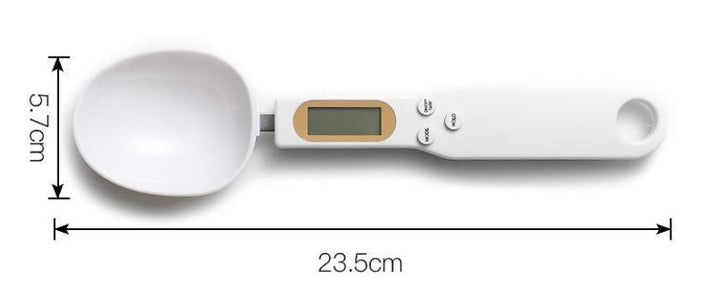 Skedvåg med mätskedar för torrt och blött, upp till 500 g