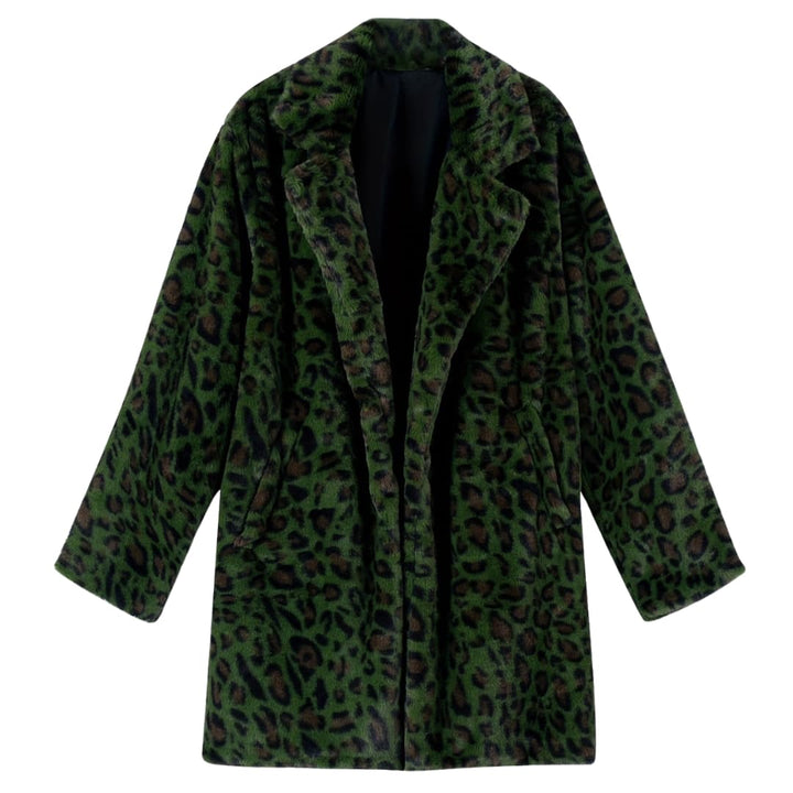 Plus Storlek Leopardmönster Åpen Cardigan Lång Jacka