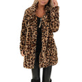 Plus Storlek Leopardmönster Åpen Cardigan Lång Jacka