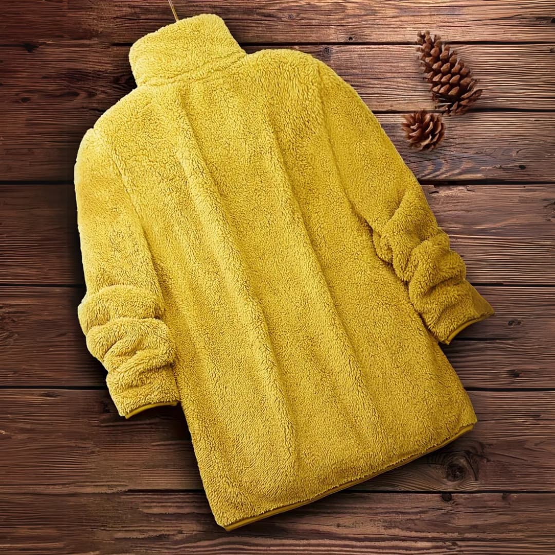 Kvinnens Teddy Zip-Up Tröja Avslappnad Långärmad Vinterjacka