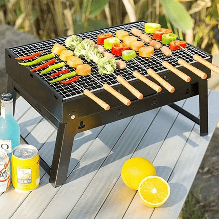 10x Rustfritt Stål BBQ Spyd | Trehåndtak | Grill Tilbehör