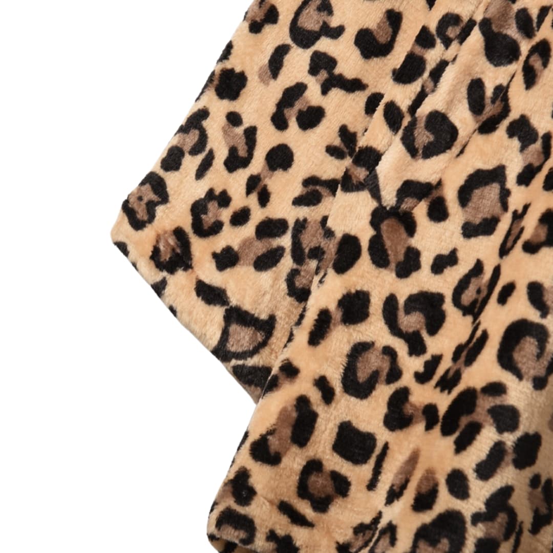 Plus Storlek Leopardmönster Åpen Cardigan Lång Jacka