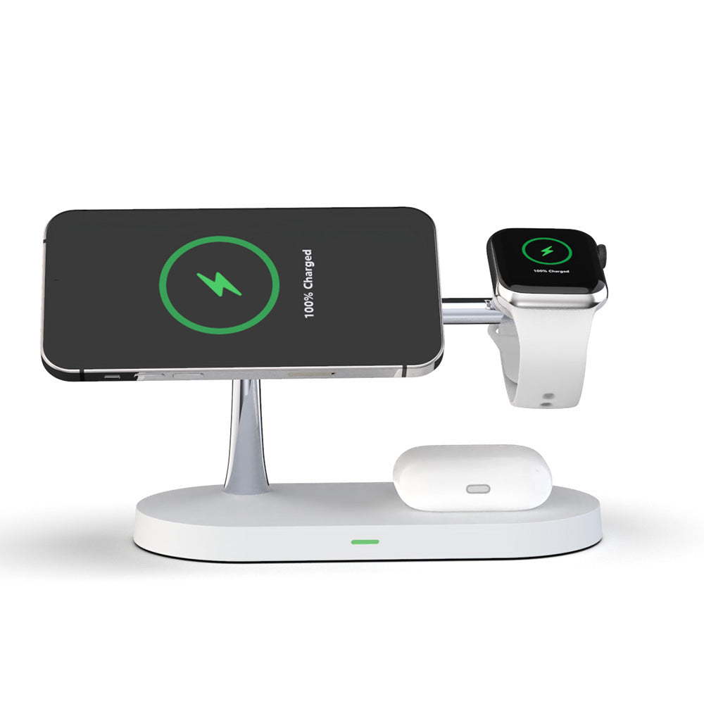 Magnetisk laddstation med mobil och klocka