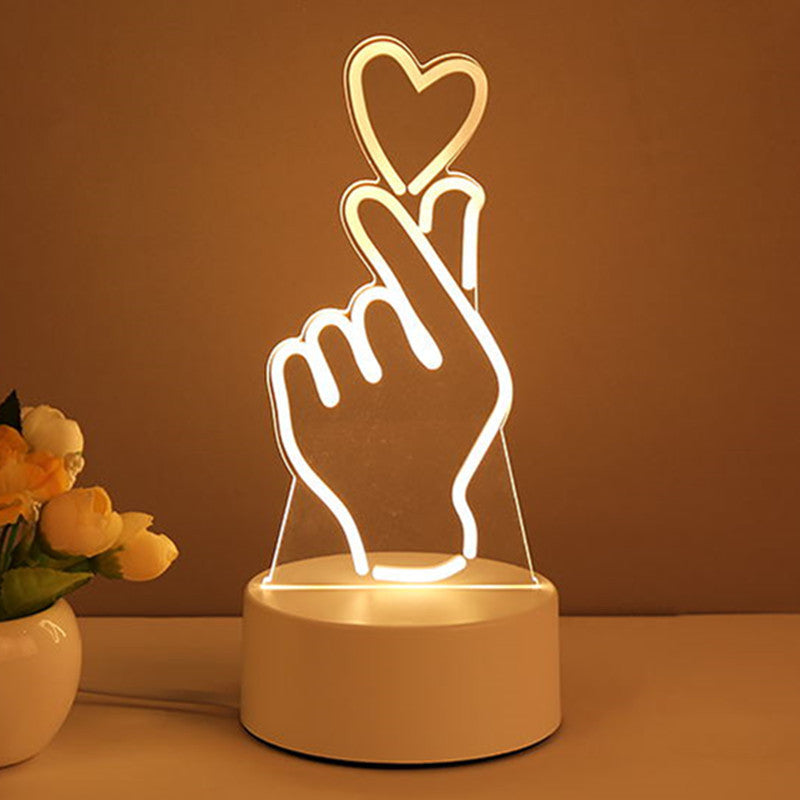 3D-lampa i akryl med USB och LED, många motiv för barnrum och hem