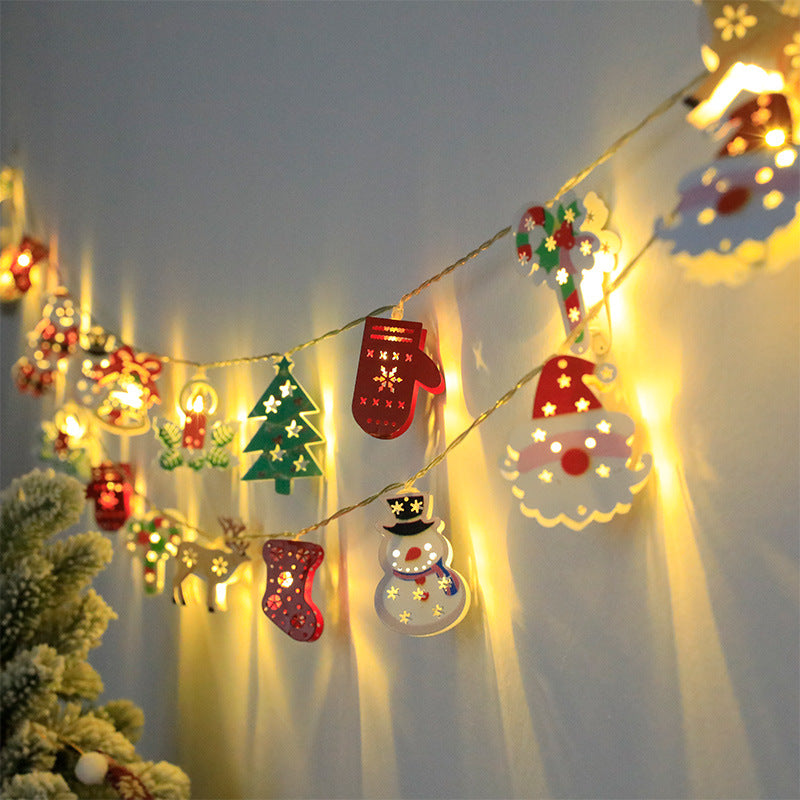 LED-ljusslinga med tomte, ren och snögubbe, batteri eller USB