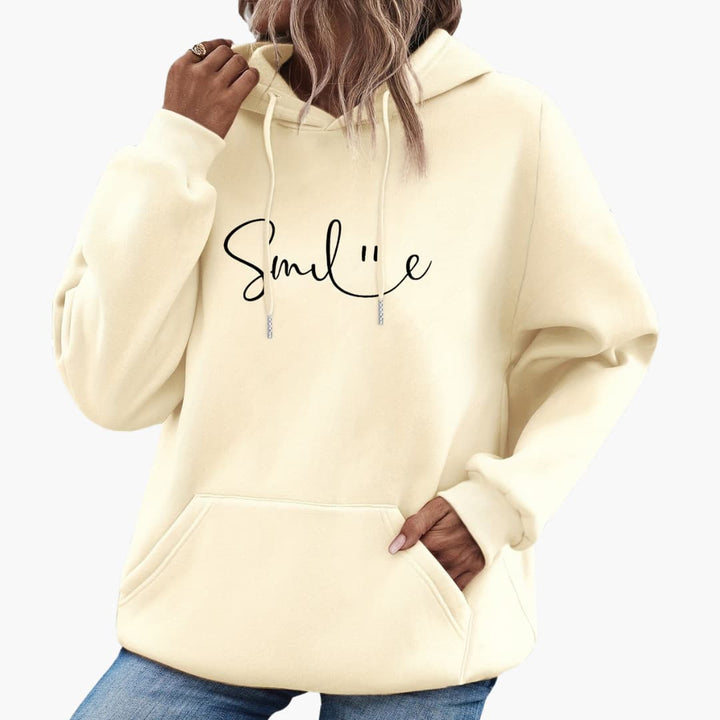 Caroline - Snygg Smile Graphic Hoodie för kvinnor