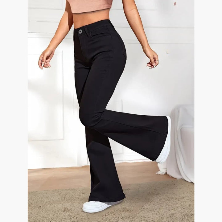 Greta - Varm fleecefôret Flare-jeans till dam