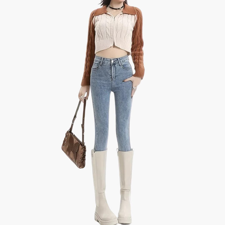 Harriet - Snygga vinterjeans i denim till dam