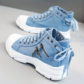 Dam Canvas High-Top Sneakers med Tykk Sula
