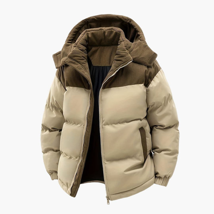 Herr Casual Huvjacka med Puffer och Färgblokkdesign