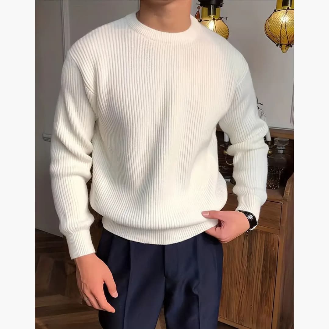Casual Crew Neck Stickad tröja för män