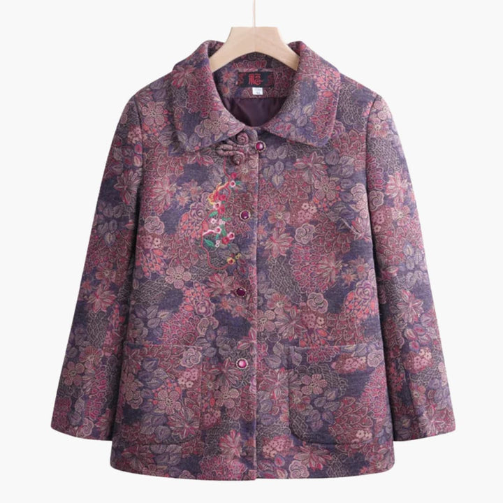 Alicia - Vintage blomstret frakk till dam