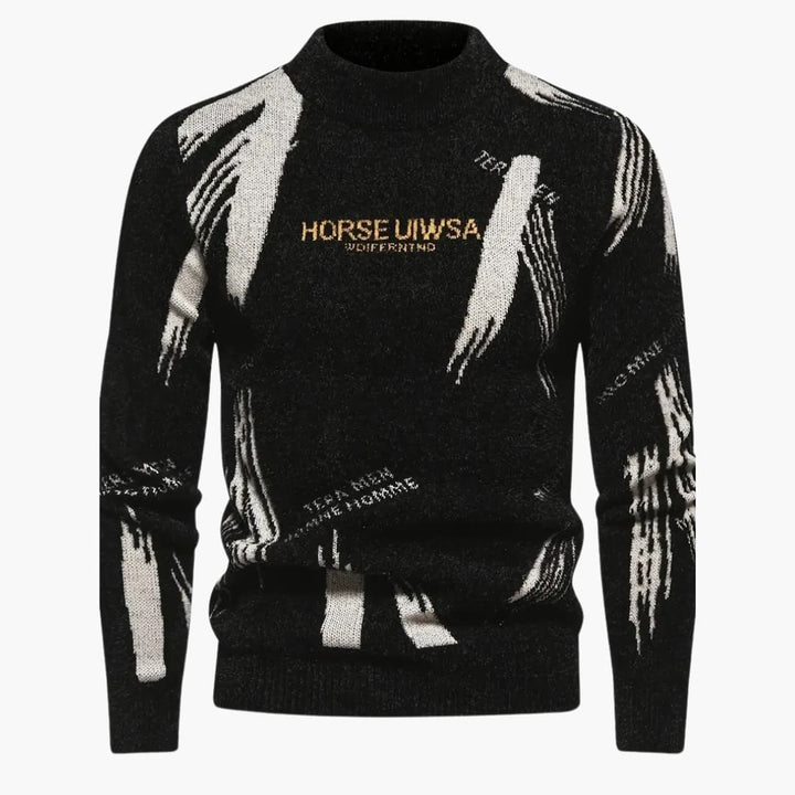 Fabian - Fasjonabel Jacquard-tröja med hög hals till män