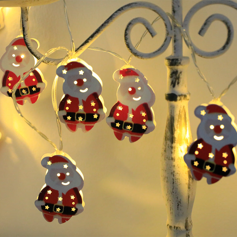 LED-ljusslinga med tomte, ren och snögubbe, batteri eller USB