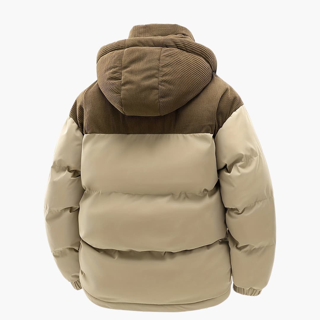 Herr Casual Huvjacka med Puffer och Färgblokkdesign