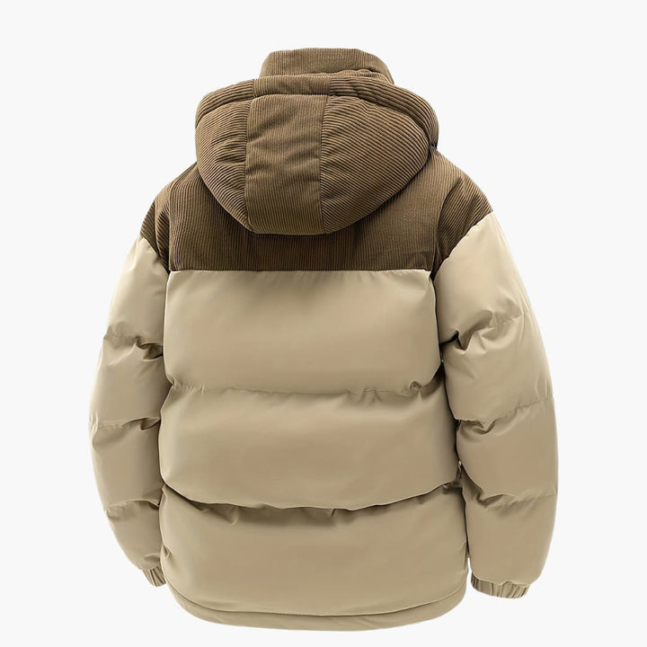 Herr Casual Huvjacka med Puffer och Färgblokkdesign