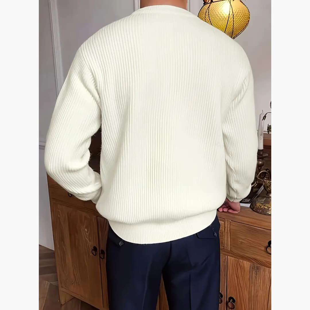 Casual Crew Neck Stickad tröja för män