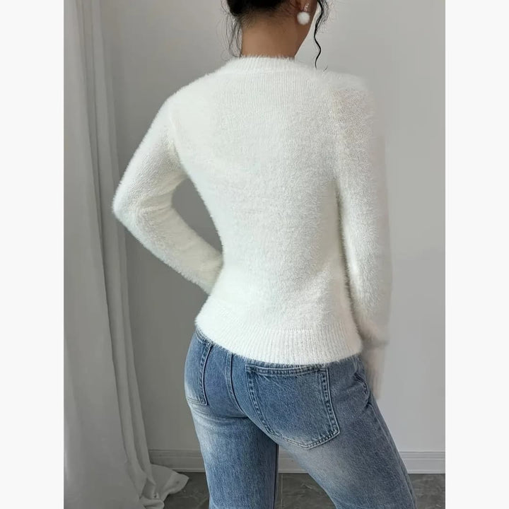 Eileen - Tröja med rund hals i mysig strikk till dam