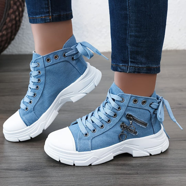 Dam Canvas High-Top Sneakers med Tykk Sula