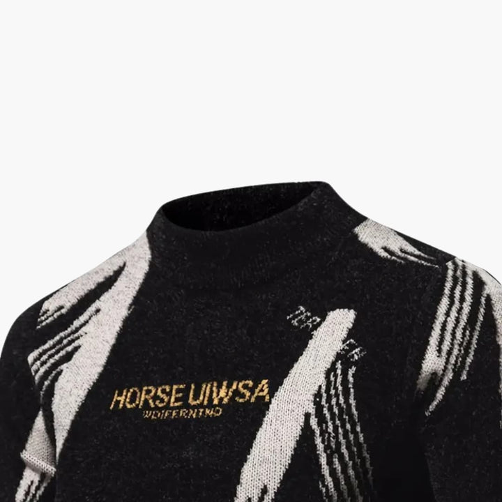 Fabian - Fasjonabel Jacquard-tröja med hög hals till män