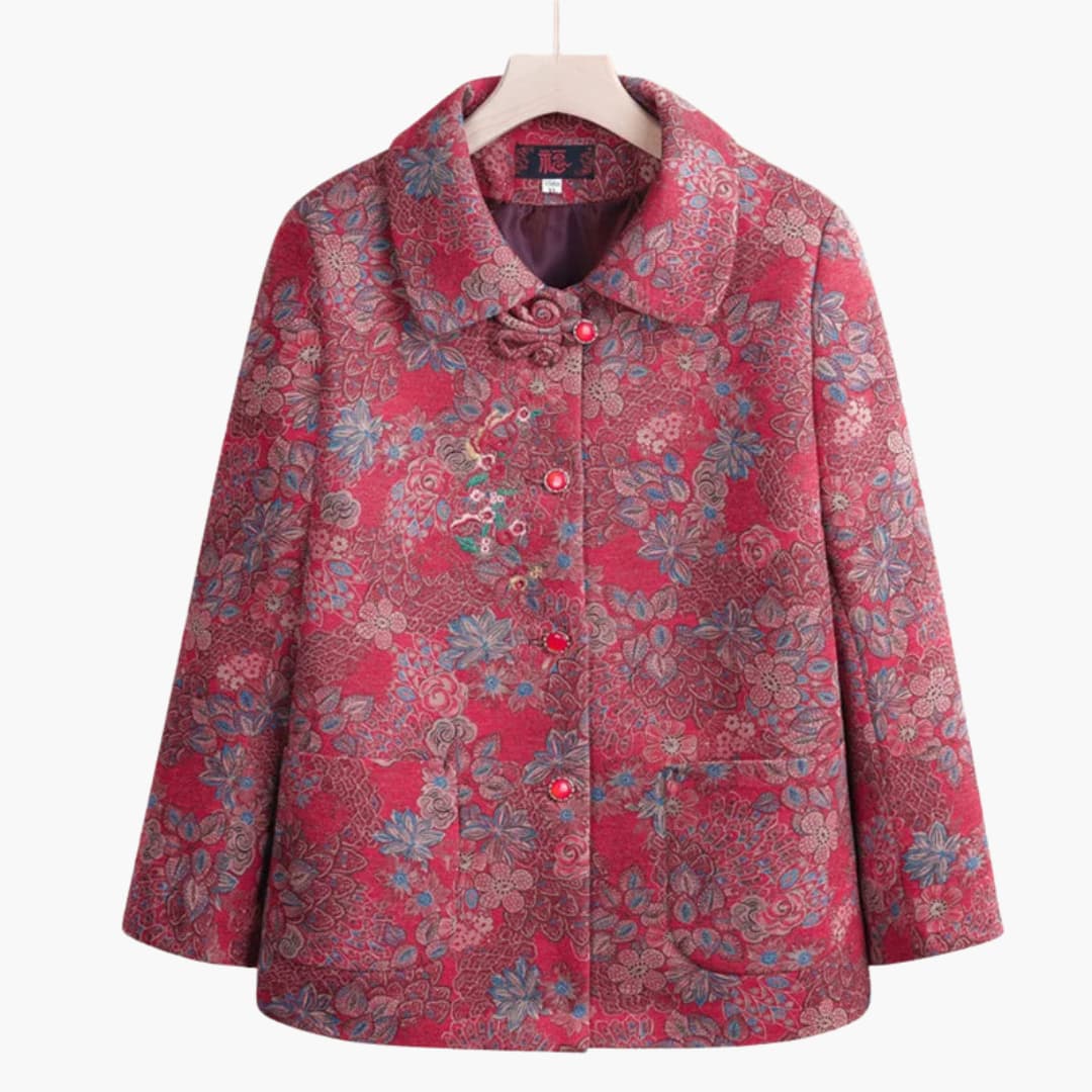 Alicia - Vintage blomstret frakk till dam