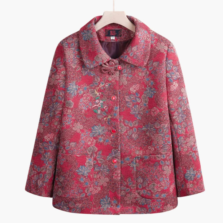 Alicia - Vintage blomstret frakk till dam