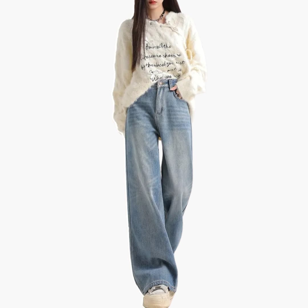 Helena - Snygga jeans med vidde ben och hög rem till dam