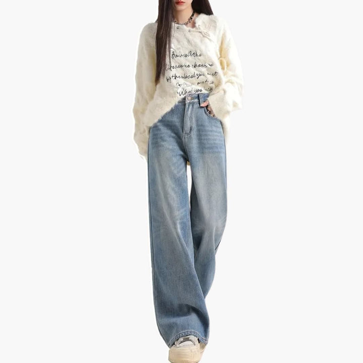 Helena - Snygga jeans med vidde ben och hög rem till dam