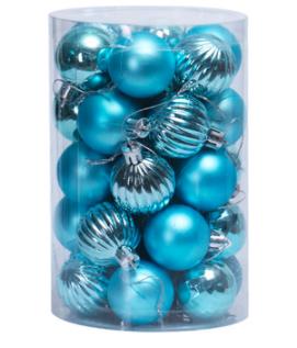 Julgranskulor i plast, set om 34 med många färger