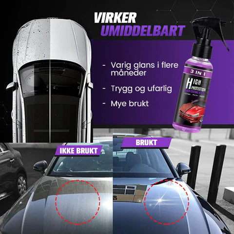 3 i 1 Bilpleiespray - Hurtig, Effektiv, Högbeskyttelse