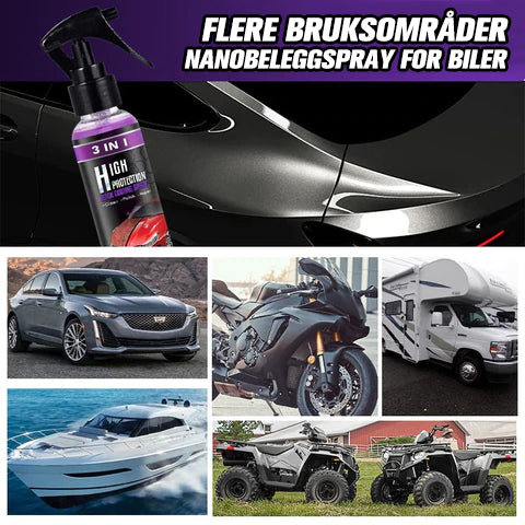 3 i 1 Bilpleiespray - Hurtig, Effektiv, Högbeskyttelse
