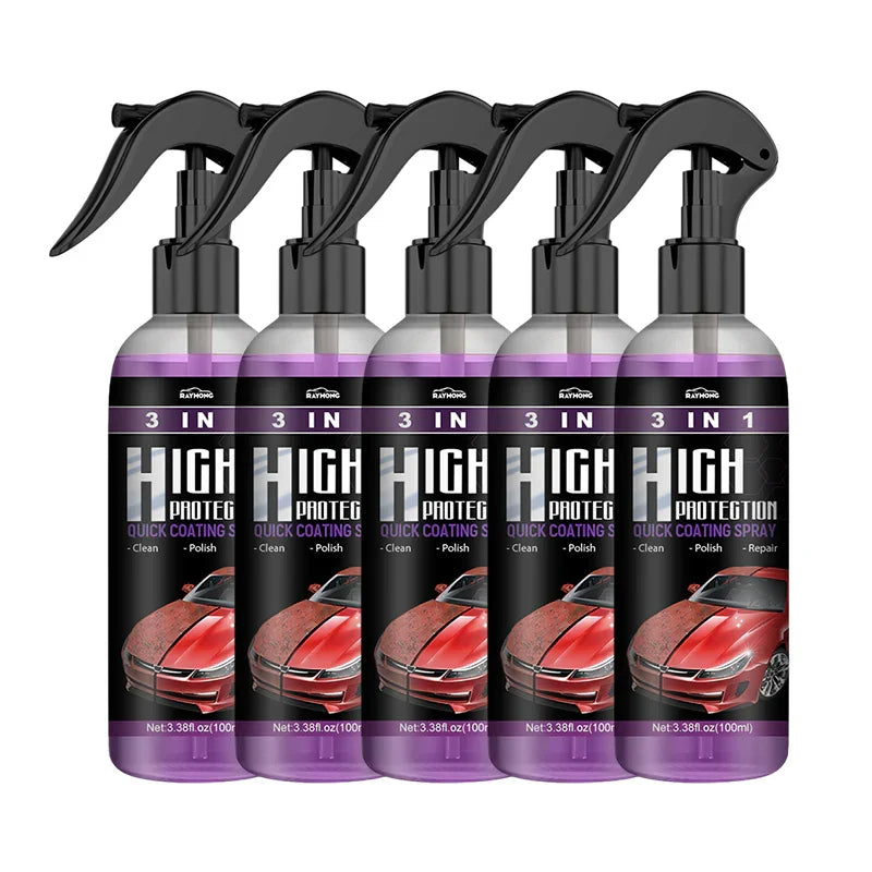 3 i 1 Bilpleiespray - Hurtig, Effektiv, Högbeskyttelse