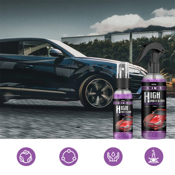 3 i 1 Bilpleiespray - Hurtig, Effektiv, Högbeskyttelse