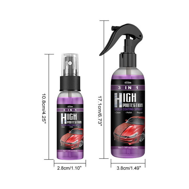 3 i 1 Bilpleiespray - Hurtig, Effektiv, Högbeskyttelse