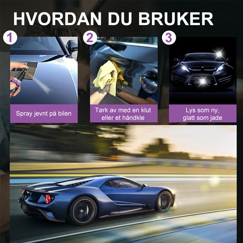 3 i 1 Bilpleiespray - Hurtig, Effektiv, Högbeskyttelse