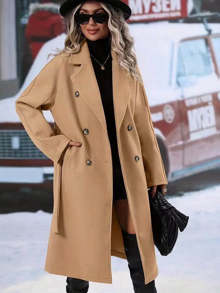 Elegant Dobbelkneppet Midi-Vinterjacka