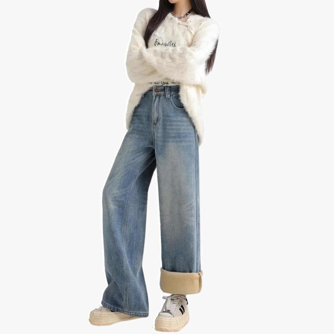 Helena - Snygga jeans med vidde ben och hög rem till dam