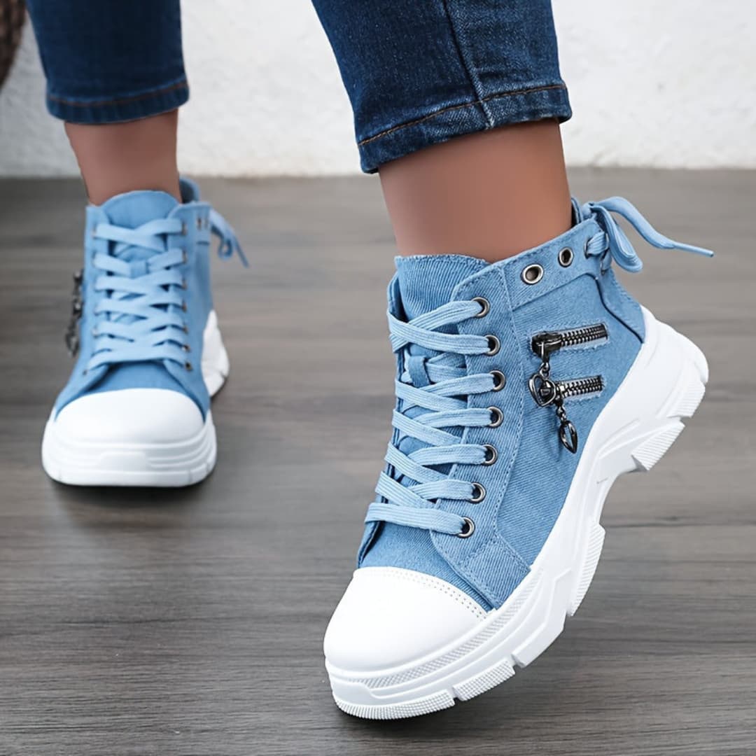 Dam Canvas High-Top Sneakers med Tykk Sula
