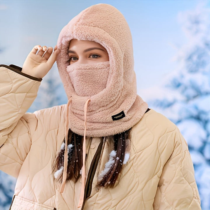 Vinter Fleece-Fôret Huva Halsduk för Kvinnor Vindbeskyttende Örebeskyttelse