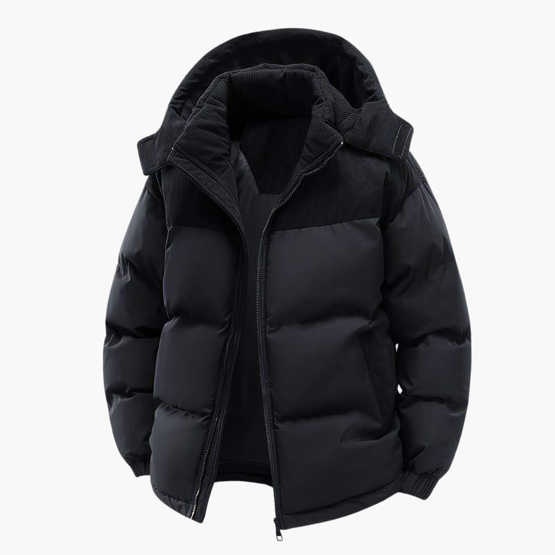 Herr Casual Huvjacka med Puffer och Färgblokkdesign