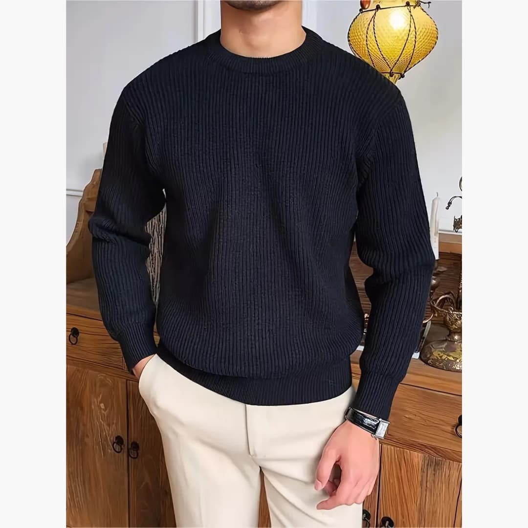 Casual Crew Neck Stickad tröja för män