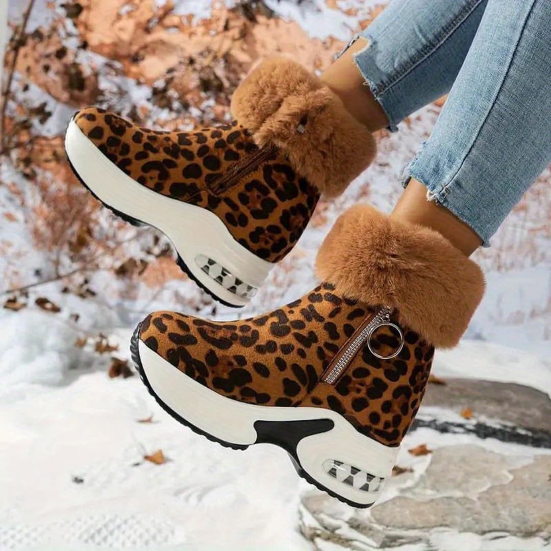 Angela - Eleganta leopardmönstrede snöstövler till dam