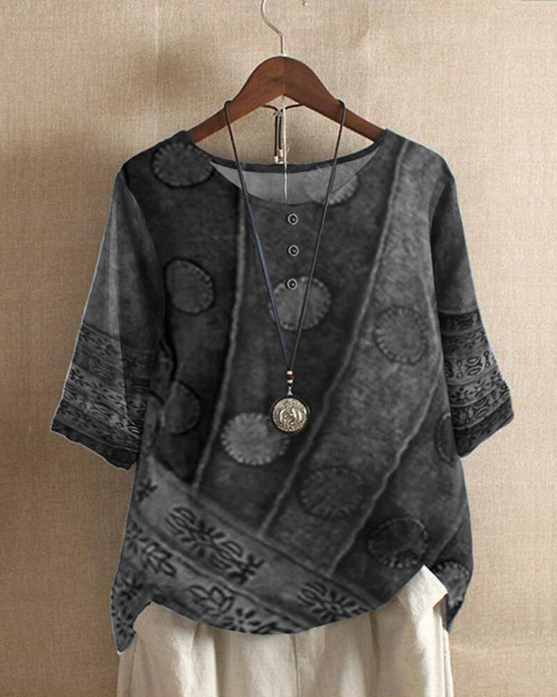 Olivia™ Relax Topp med vintage boho-tryck