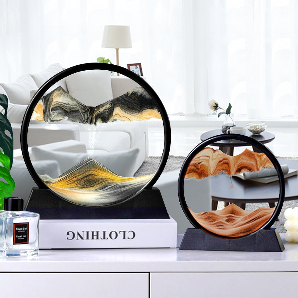 3D Bevegelig Sandkunst Timeglass för Lugnande Atmosfär