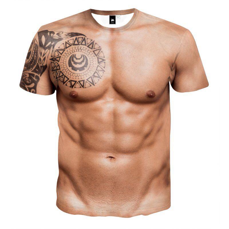 3D T-skjorta | Muskel- och Tatoveringsdesign