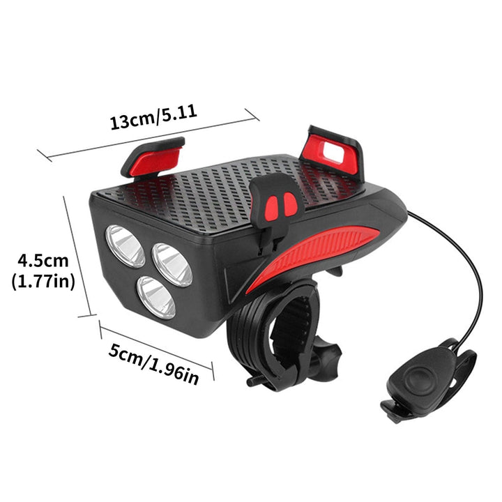 Unisex 4-i-1 Sykkeltilbehör med LED-ljus, Telefonholder, Powerbank
