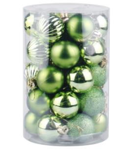 Julgranskulor i plast, set om 34 med många färger