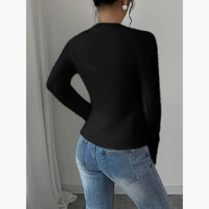 Eileen - Tröja med rund hals i mysig strikk till dam